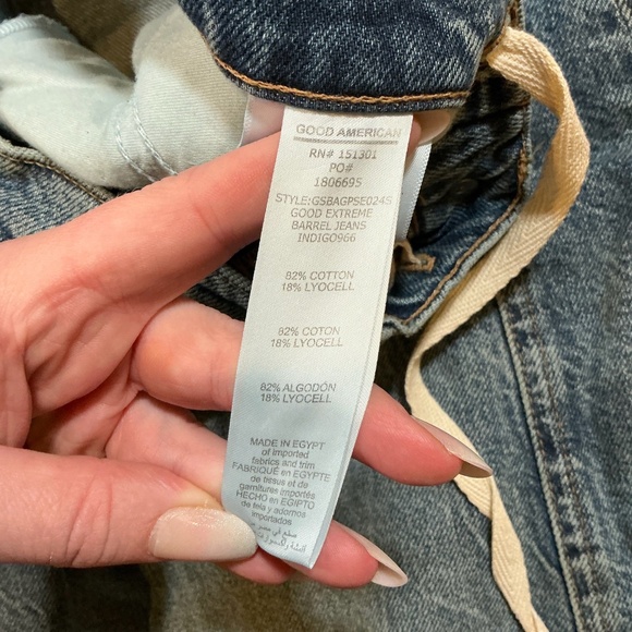 Good American Good Extreme Barrel Jeans High Rise Balloon Fit Indigo Blue Size 8 - Picture 12 of 16